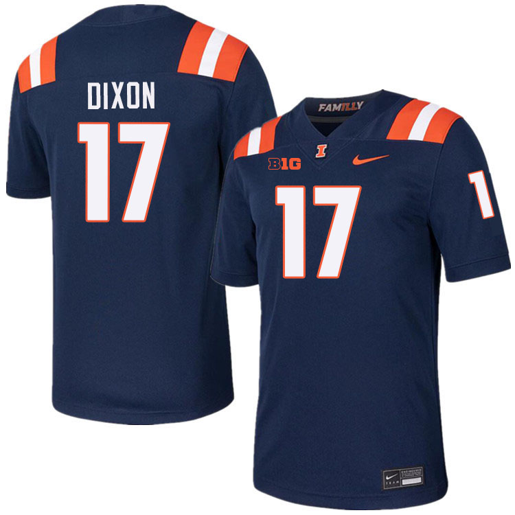 Men #17 Collin Dixon Illinois Fighting Illini College Football Jerseys Stitched-Navy